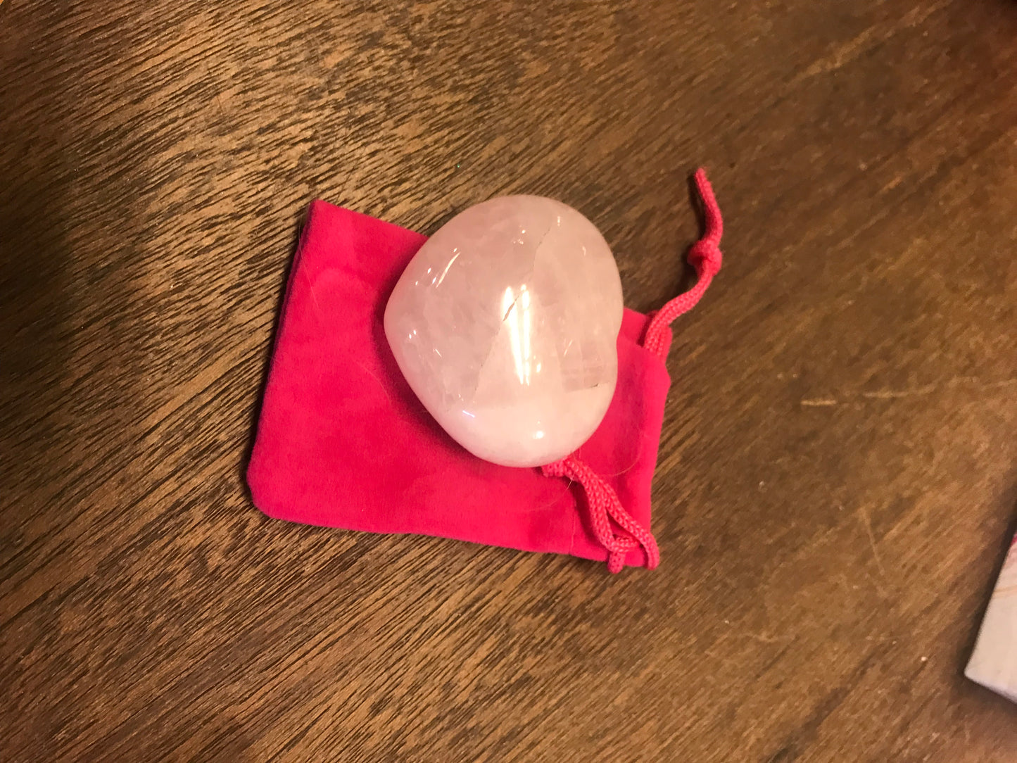 Rose Quartz Heart individual with pouch